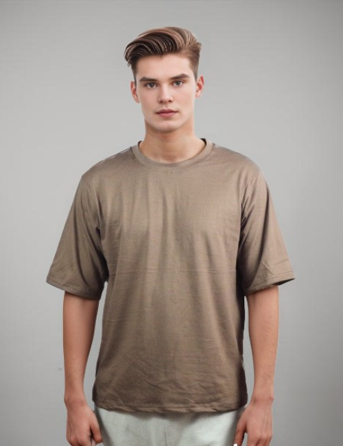 Drop Shoulder Solid beige T-shirt