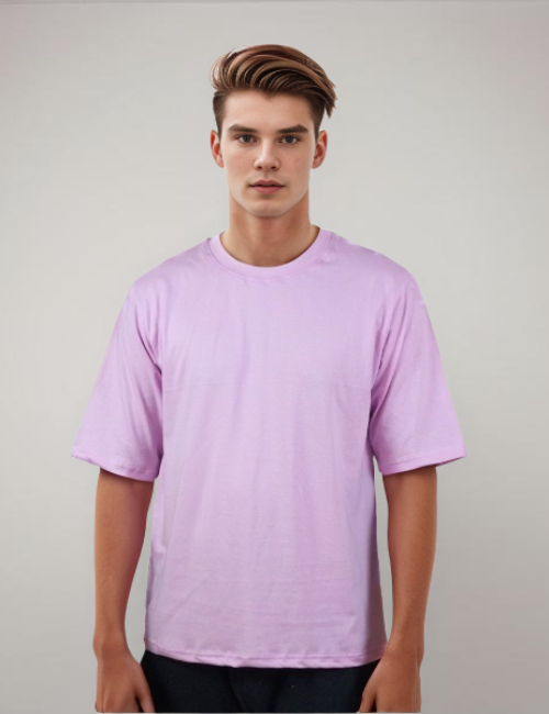 Drop Shoulder Solid Lavender t-shirt