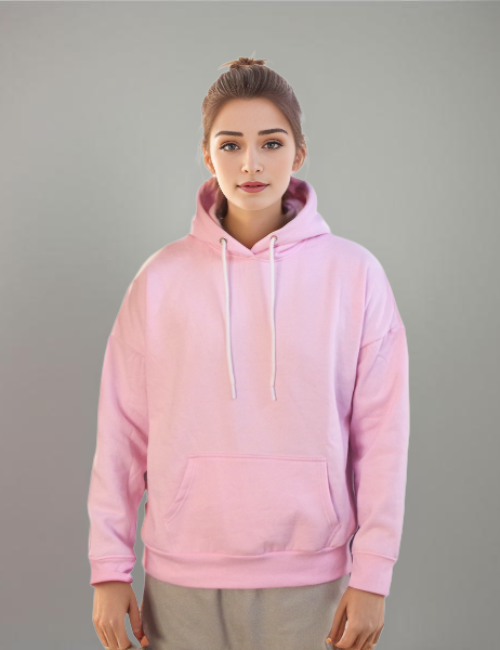 Misty Rose Drop Shoulder Hoodie for Women