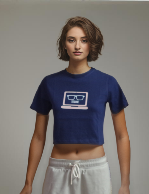 Navy Techie Printed Crop Top